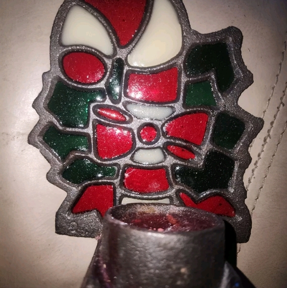 VTG Suncatcher Commodore Tiffany Style Glo Candle  Christmas Candy Cane  4518C - Picture 3 of 3